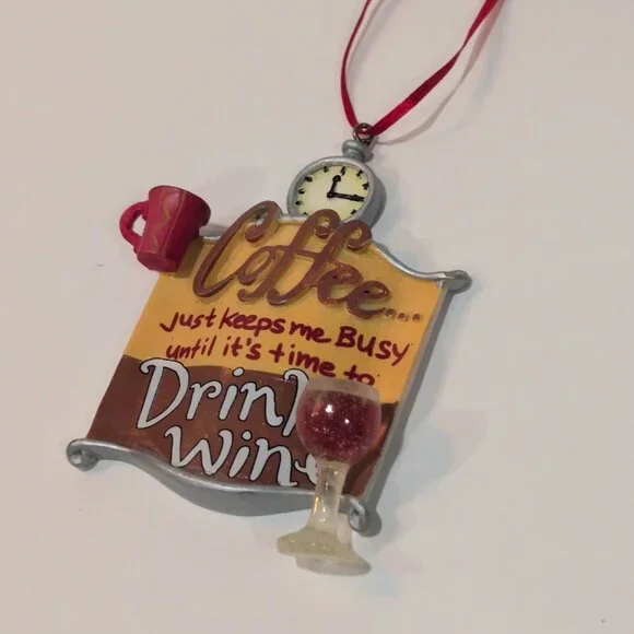 Kurt S. Adler Christmas Tree Ornament Decoration Coffee And Wine - Picture 2 of 3